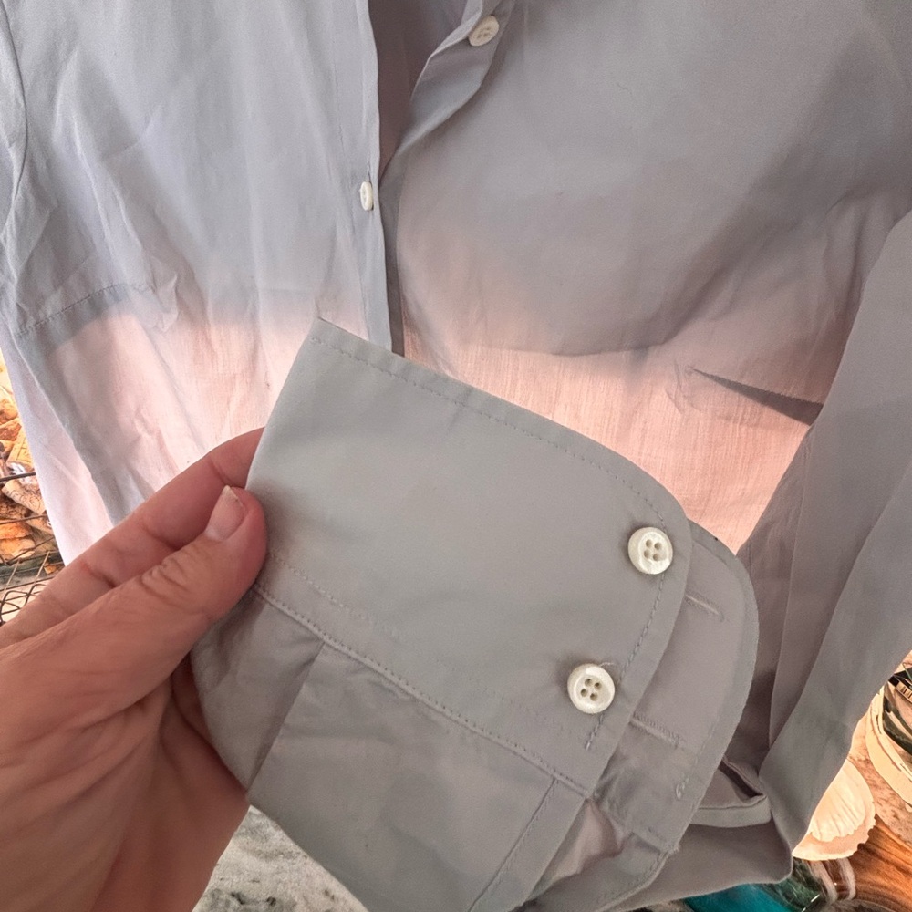 J.Crew Light Gray Ruffled Collar Button-Up Blouse - Picture 5 of 5